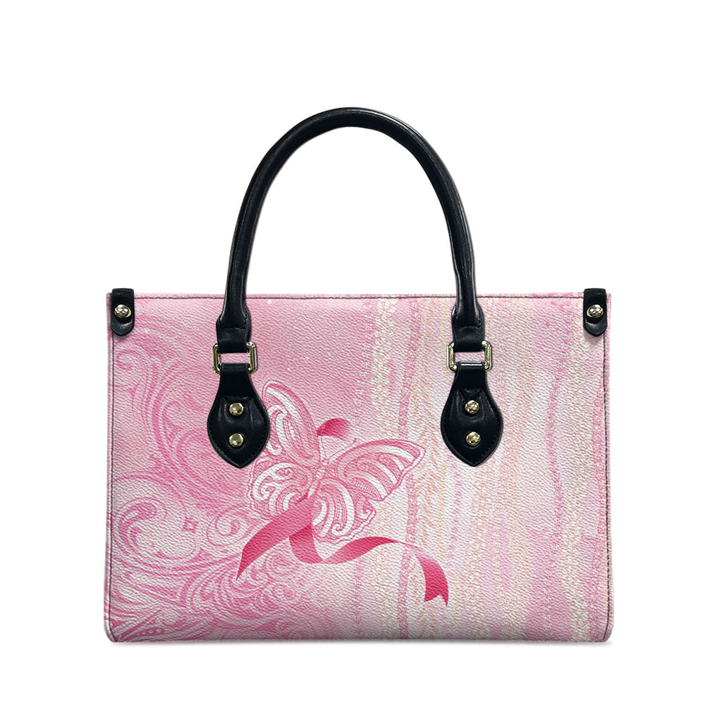 Hawaii Breast Cancer Support Leather Bag Maile Pikake Lokelani Crown Flower Lei Inspired