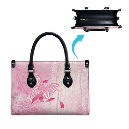 Hawaii Breast Cancer Support Leather Bag Maile Pikake Lokelani Crown Flower Lei Inspired