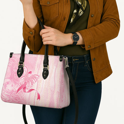 Hawaii Breast Cancer Support Leather Bag Maile Pikake Lokelani Crown Flower Lei Inspired