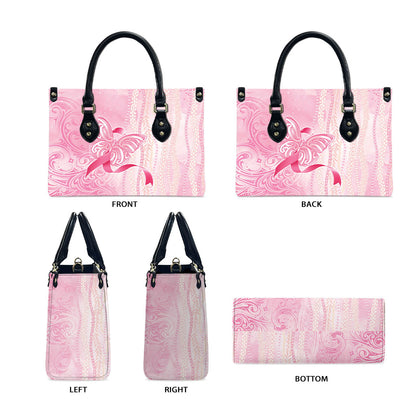 Hawaii Breast Cancer Support Leather Bag Maile Pikake Lokelani Crown Flower Lei Inspired