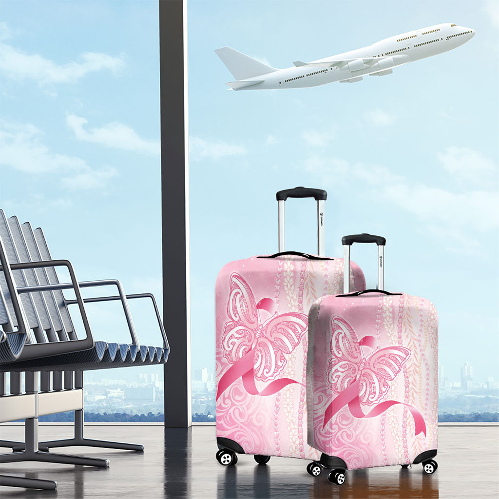 Hawaii Breast Cancer Support Luggage Cover Maile Pikake Lokelani Crown Flower Lei Inspired