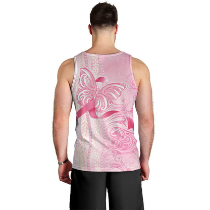 Hawaii Breast Cancer Support Men Tank Top Maile Pikake Lokelani Crown Flower Lei Inspired