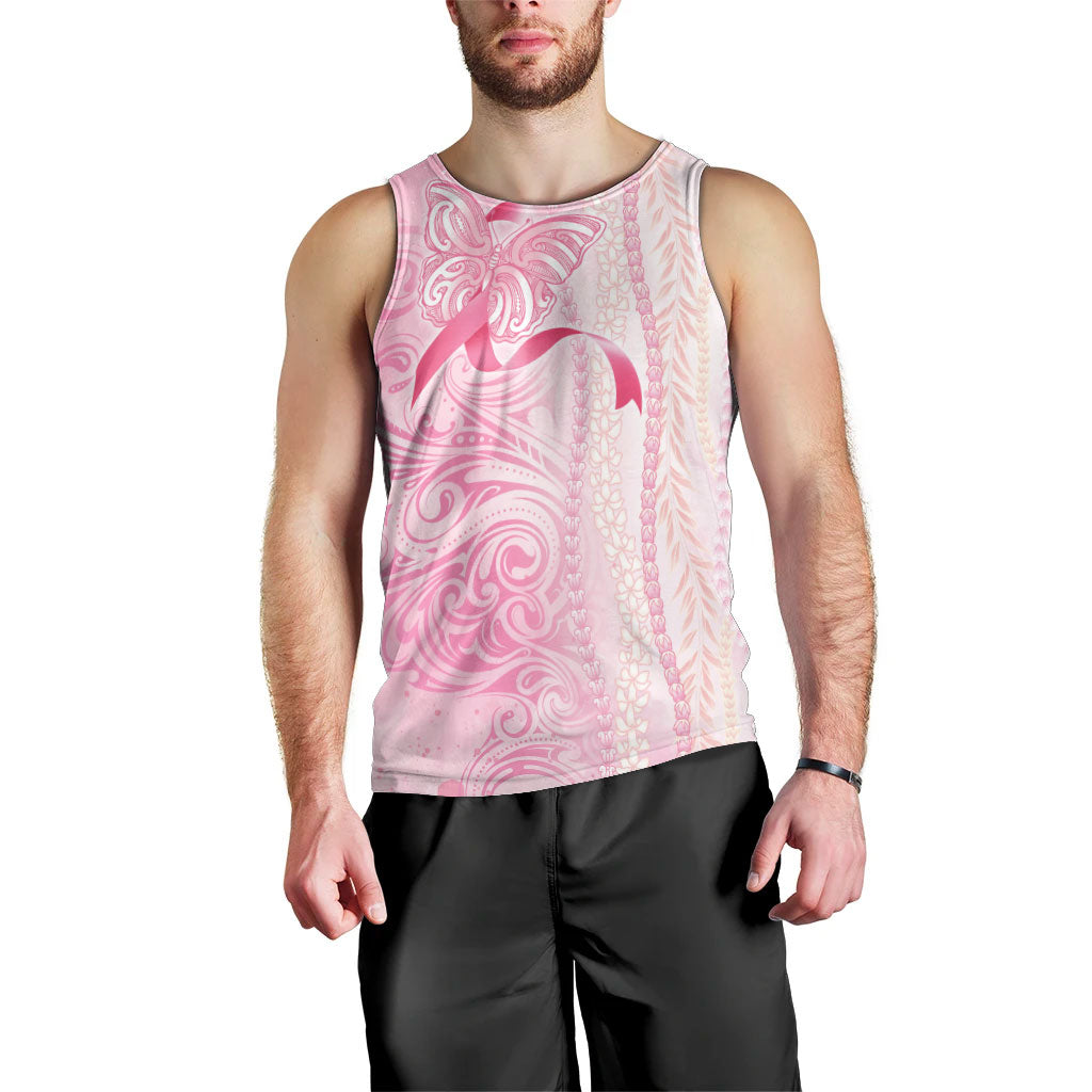 Hawaii Breast Cancer Support Men Tank Top Maile Pikake Lokelani Crown Flower Lei Inspired