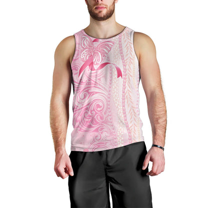Hawaii Breast Cancer Support Men Tank Top Maile Pikake Lokelani Crown Flower Lei Inspired