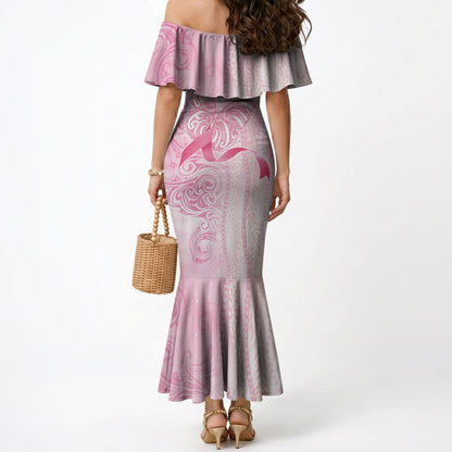 Hawaii Breast Cancer Support Mermaid Dress Maile Pikake Lokelani Crown Flower Lei Inspired