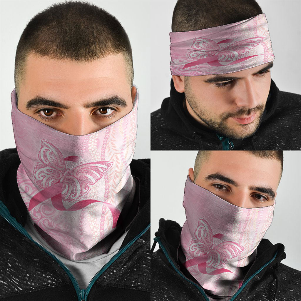 Hawaii Breast Cancer Support Neck Gaiter Maile Pikake Lokelani Crown Flower Lei Inspired
