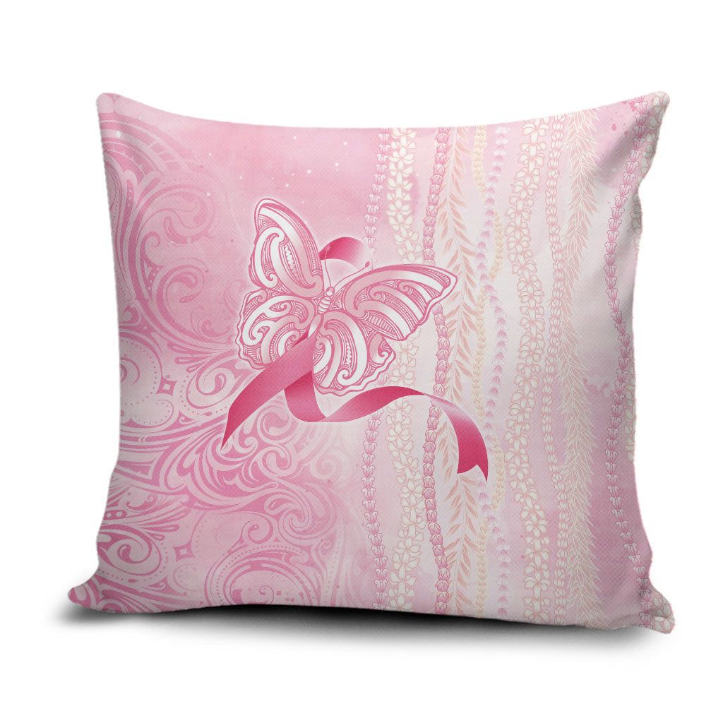 Hawaii Breast Cancer Support Pillow Cover Maile Pikake Lokelani Crown Flower Lei Inspired