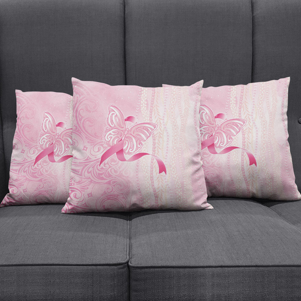 Hawaii Breast Cancer Support Pillow Cover Maile Pikake Lokelani Crown Flower Lei Inspired