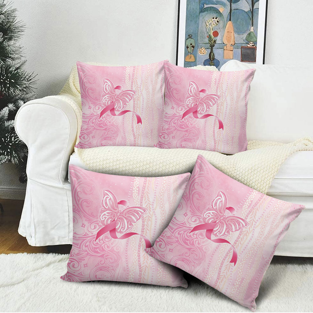 Hawaii Breast Cancer Support Pillow Cover Maile Pikake Lokelani Crown Flower Lei Inspired