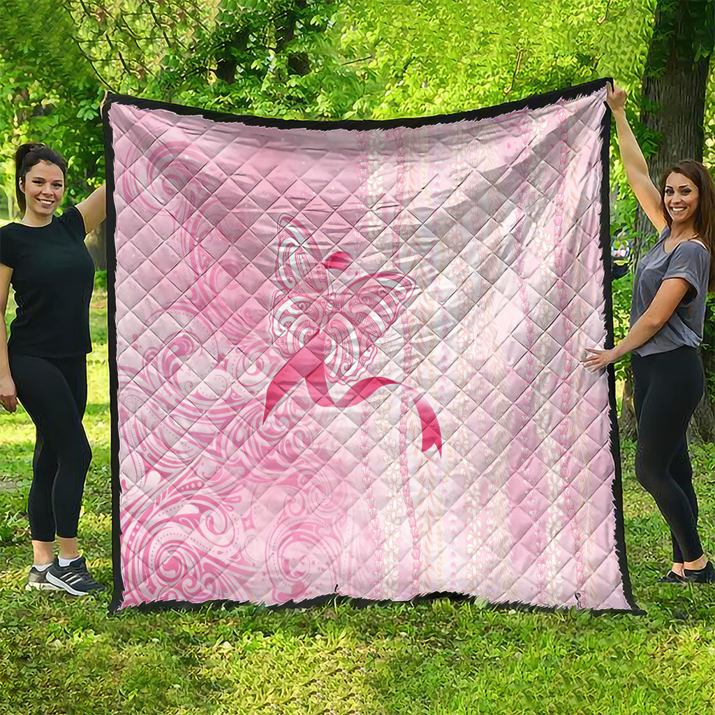 Hawaii Breast Cancer Support Quilt Maile Pikake Lokelani Crown Flower Lei Inspired