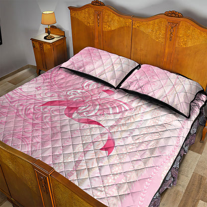 Hawaii Breast Cancer Support Quilt Bed Set Maile Pikake Lokelani Crown Flower Lei Inspired