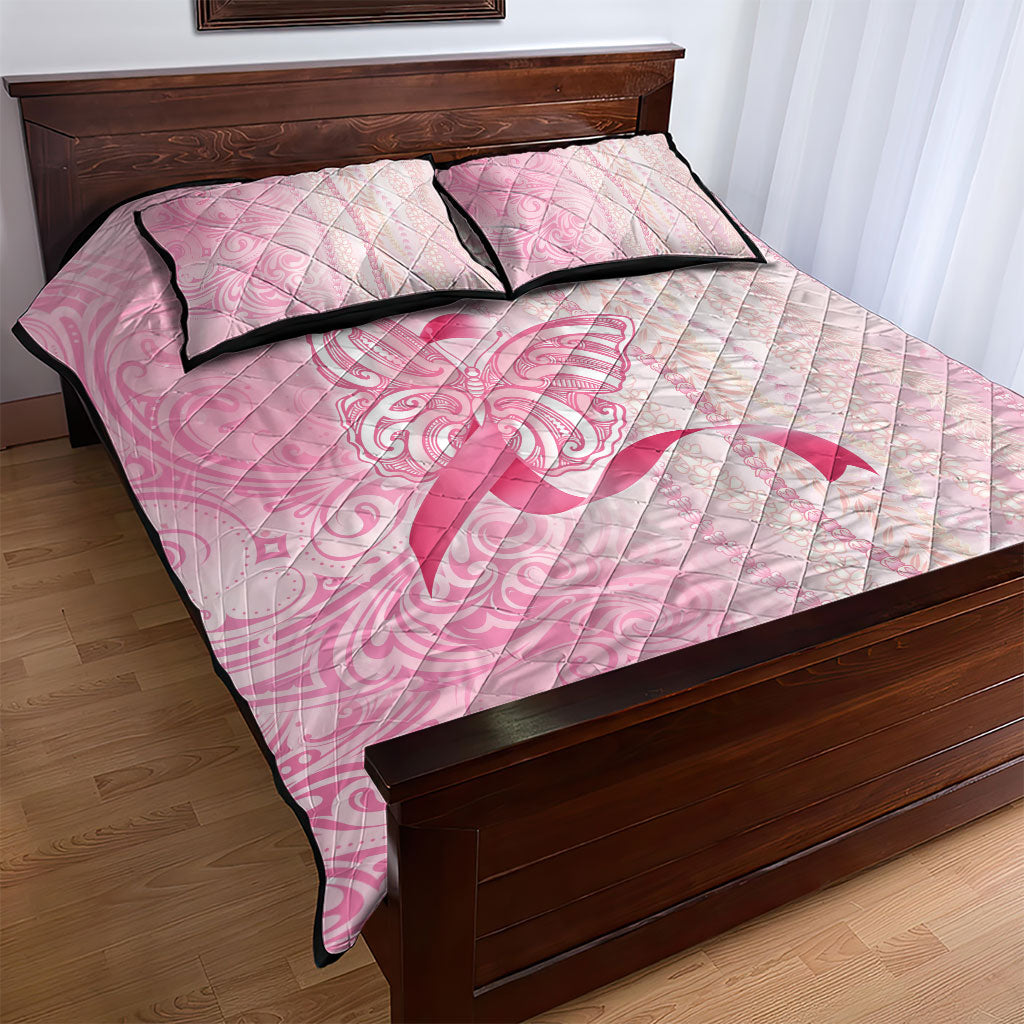 Hawaii Breast Cancer Support Quilt Bed Set Maile Pikake Lokelani Crown Flower Lei Inspired