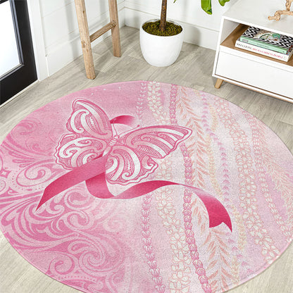 Hawaii Breast Cancer Support Round Carpet Maile Pikake Lokelani Crown Flower Lei Inspired