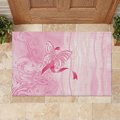 Hawaii Breast Cancer Support Rubber Doormat Maile Pikake Lokelani Crown Flower Lei Inspired