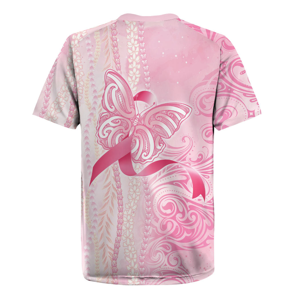 Hawaii Breast Cancer Support Rugby Jersey Maile Pikake Lokelani Crown Flower Lei Inspired