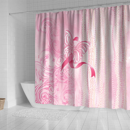 Hawaii Breast Cancer Support Shower Curtain Maile Pikake Lokelani Crown Flower Lei Inspired