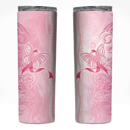 Hawaii Breast Cancer Support Skinny Tumbler Maile Pikake Lokelani Crown Flower Lei Inspired
