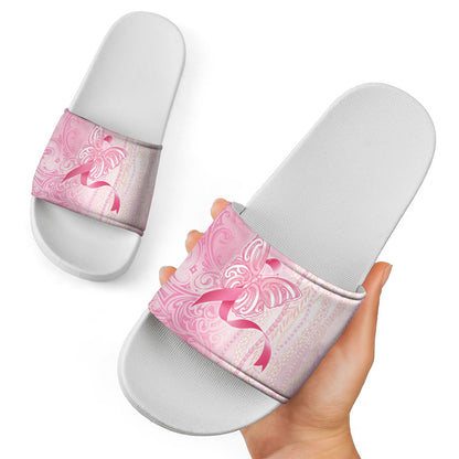 Hawaii Breast Cancer Support Slide Sandals Maile Pikake Lokelani Crown Flower Lei Inspired