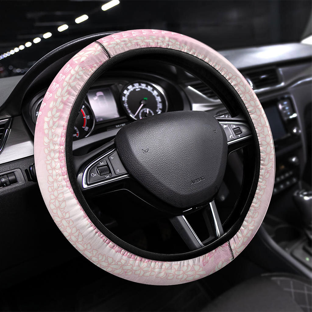 Hawaii Breast Cancer Support Steering Wheel Cover Maile Pikake Lokelani Crown Flower Lei Inspired
