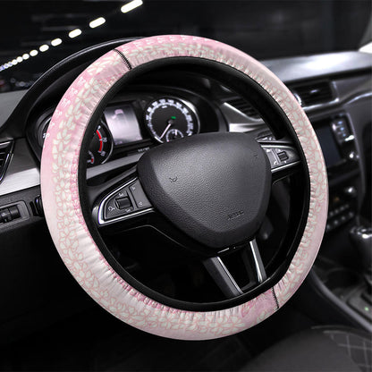 Hawaii Breast Cancer Support Steering Wheel Cover Maile Pikake Lokelani Crown Flower Lei Inspired