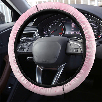 Hawaii Breast Cancer Support Steering Wheel Cover Maile Pikake Lokelani Crown Flower Lei Inspired