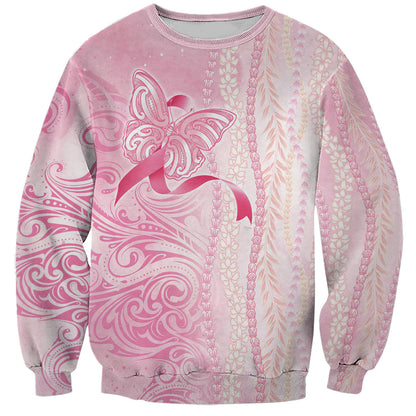 Hawaii Breast Cancer Support Sweatshirt Maile Pikake Lokelani Crown Flower Lei Inspired