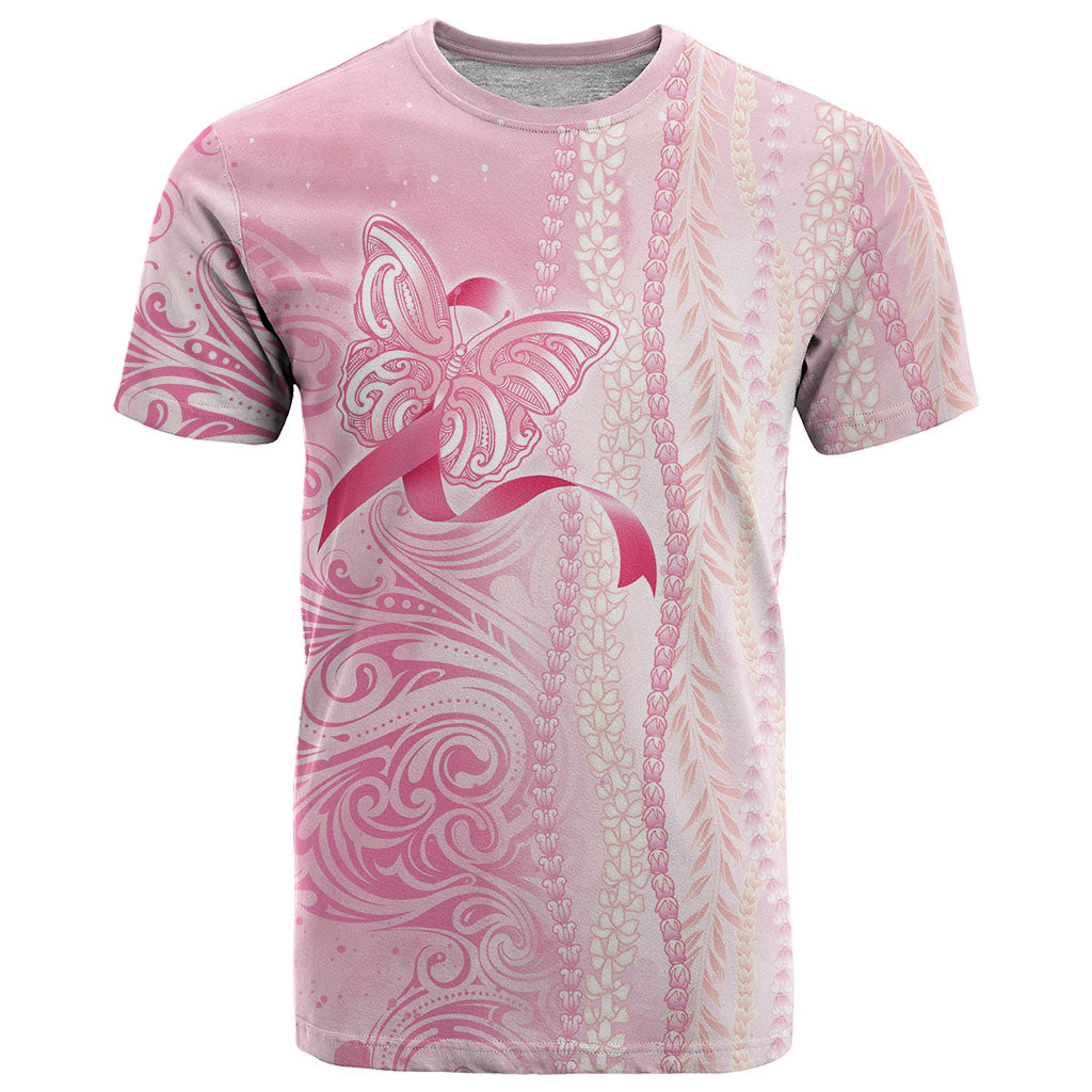 Hawaii Breast Cancer Support T Shirt Maile Pikake Lokelani Crown Flower Lei Inspired