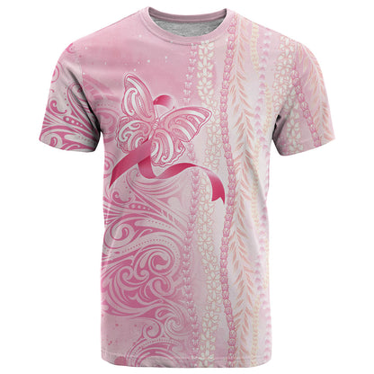 Hawaii Breast Cancer Support T Shirt Maile Pikake Lokelani Crown Flower Lei Inspired