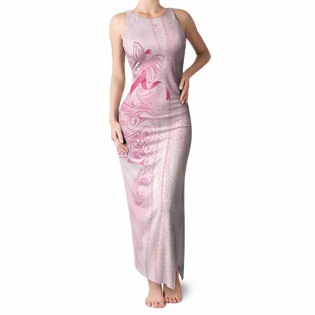 Hawaii Breast Cancer Support Tank Maxi Dress Maile Pikake Lokelani Crown Flower Lei Inspired