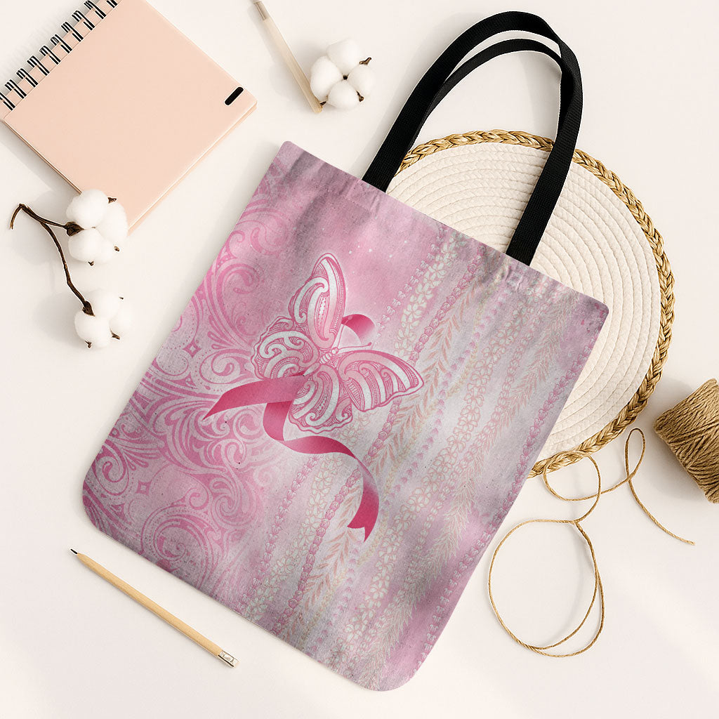 Hawaii Breast Cancer Support Tote Bag Maile Pikake Lokelani Crown Flower Lei Inspired