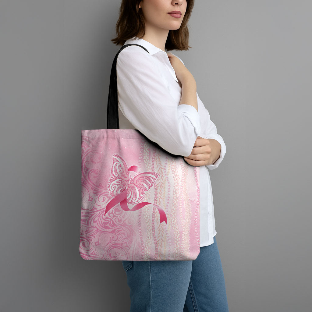 Hawaii Breast Cancer Support Tote Bag Maile Pikake Lokelani Crown Flower Lei Inspired