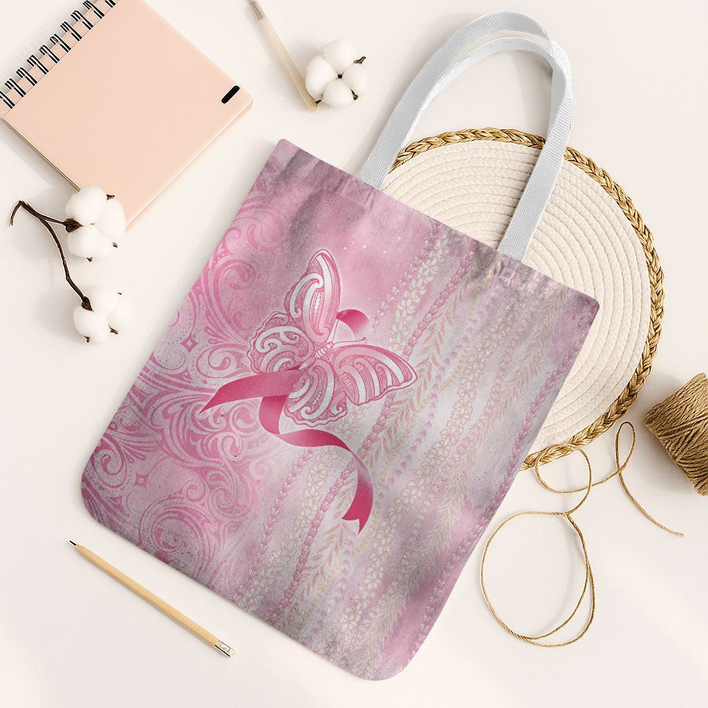 Hawaii Breast Cancer Support Tote Bag Maile Pikake Lokelani Crown Flower Lei Inspired