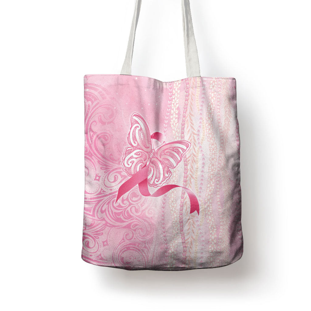 Hawaii Breast Cancer Support Tote Bag Maile Pikake Lokelani Crown Flower Lei Inspired