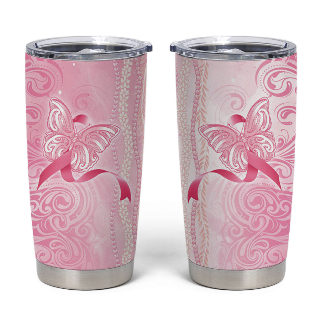 Hawaii Breast Cancer Support Tumbler Cup Maile Pikake Lokelani Crown Flower Lei Inspired