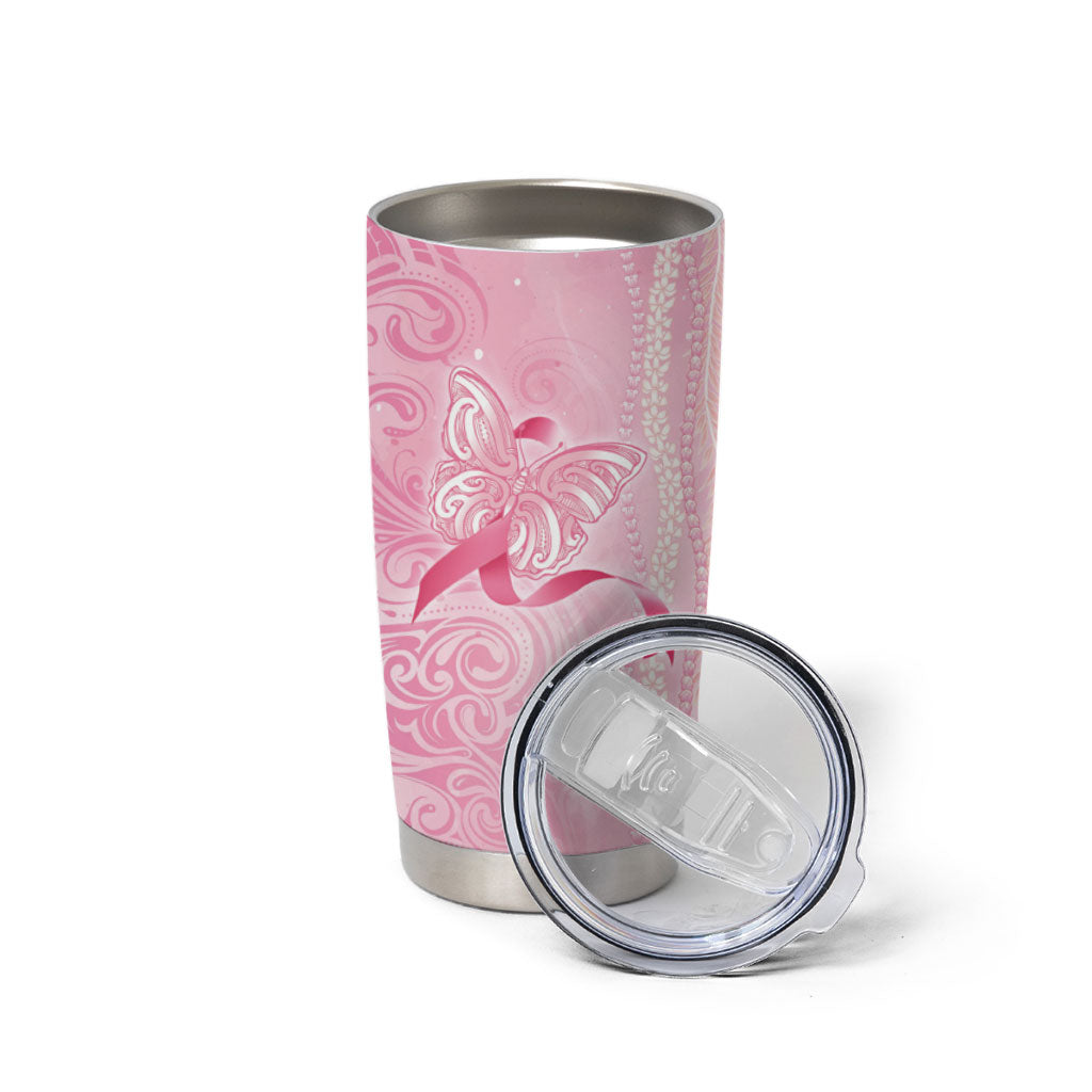 Hawaii Breast Cancer Support Tumbler Cup Maile Pikake Lokelani Crown Flower Lei Inspired