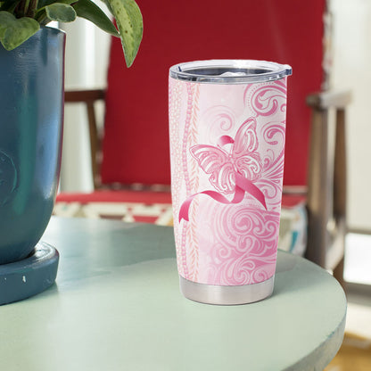 Hawaii Breast Cancer Support Tumbler Cup Maile Pikake Lokelani Crown Flower Lei Inspired