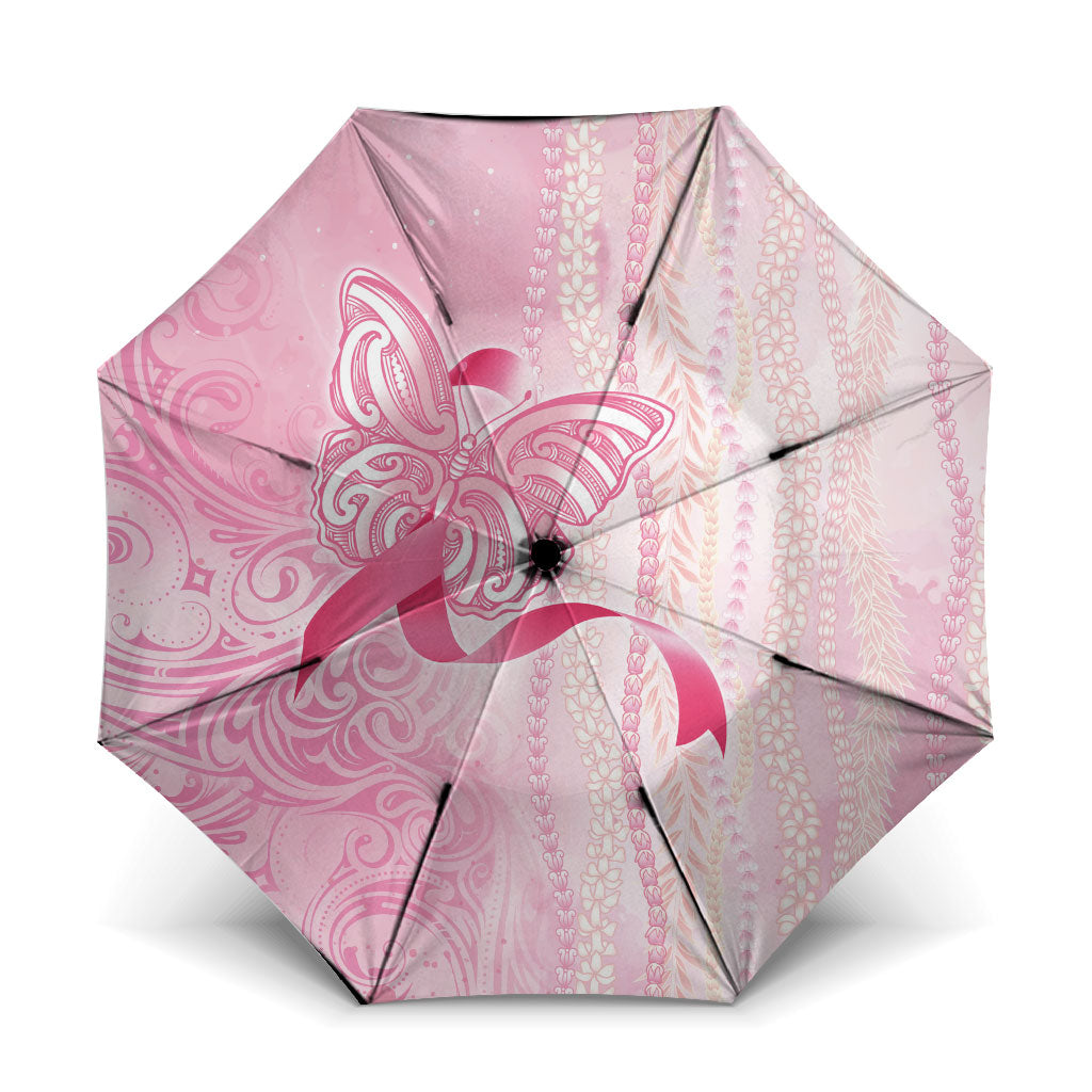 Hawaii Breast Cancer Support Umbrella Maile Pikake Lokelani Crown Flower Lei Inspired