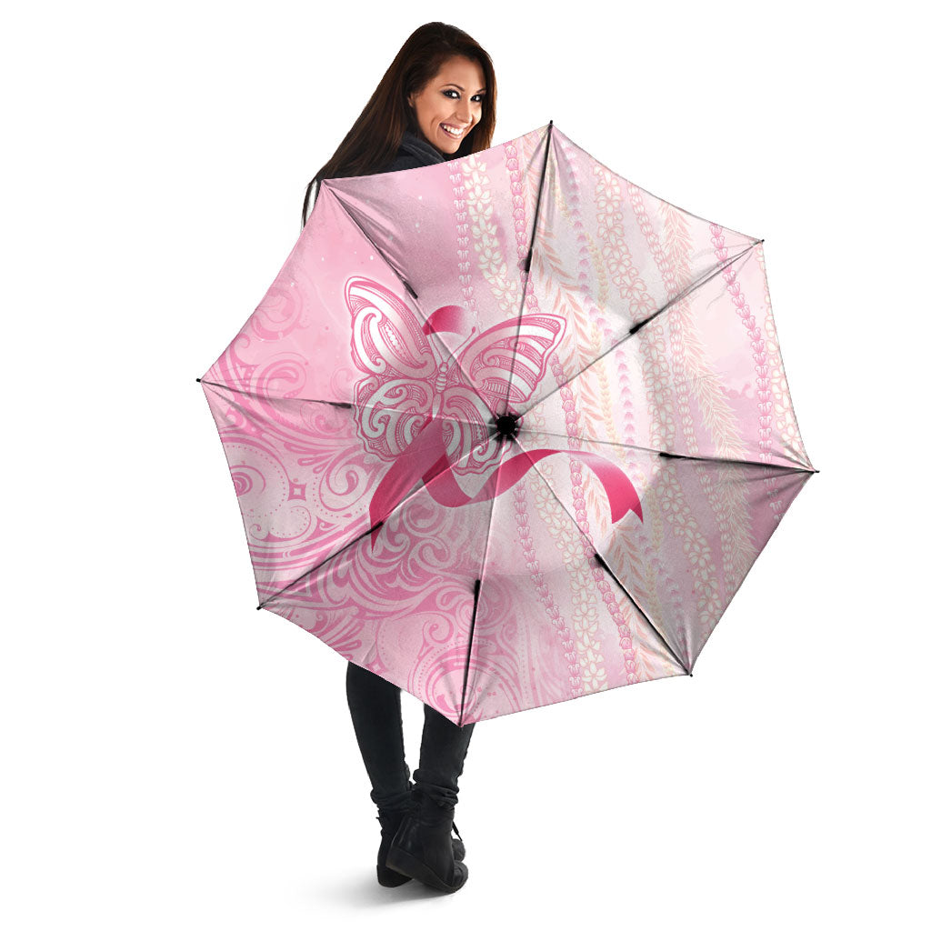Hawaii Breast Cancer Support Umbrella Maile Pikake Lokelani Crown Flower Lei Inspired