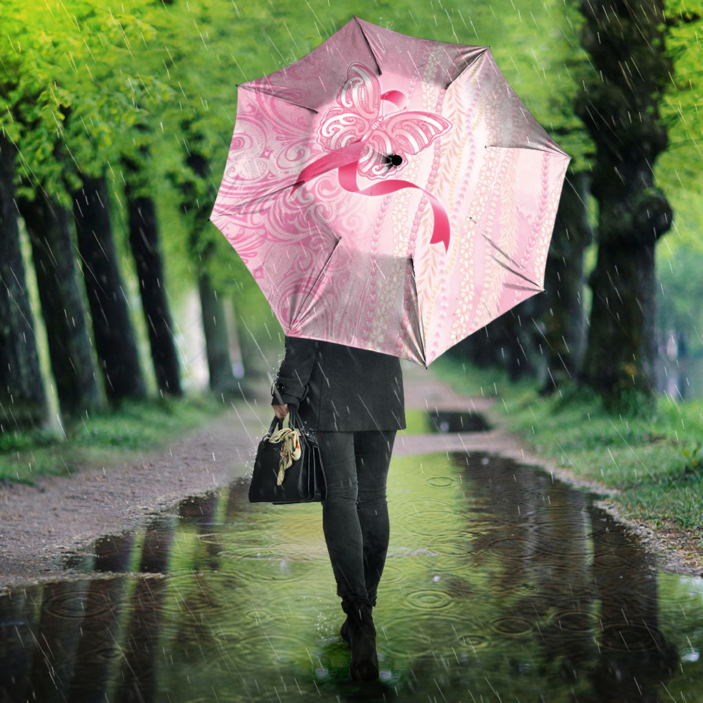 Hawaii Breast Cancer Support Umbrella Maile Pikake Lokelani Crown Flower Lei Inspired