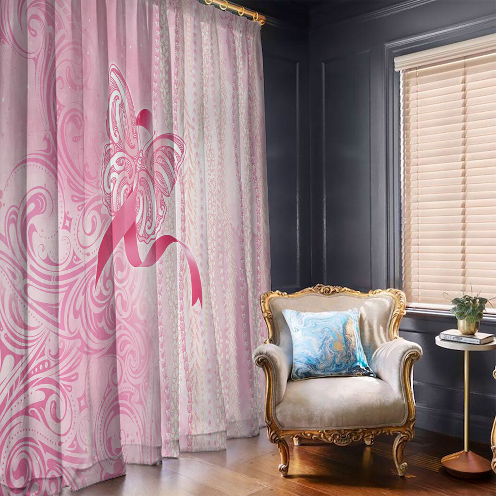 Hawaii Breast Cancer Support Window Curtain Maile Pikake Lokelani Crown Flower Lei Inspired