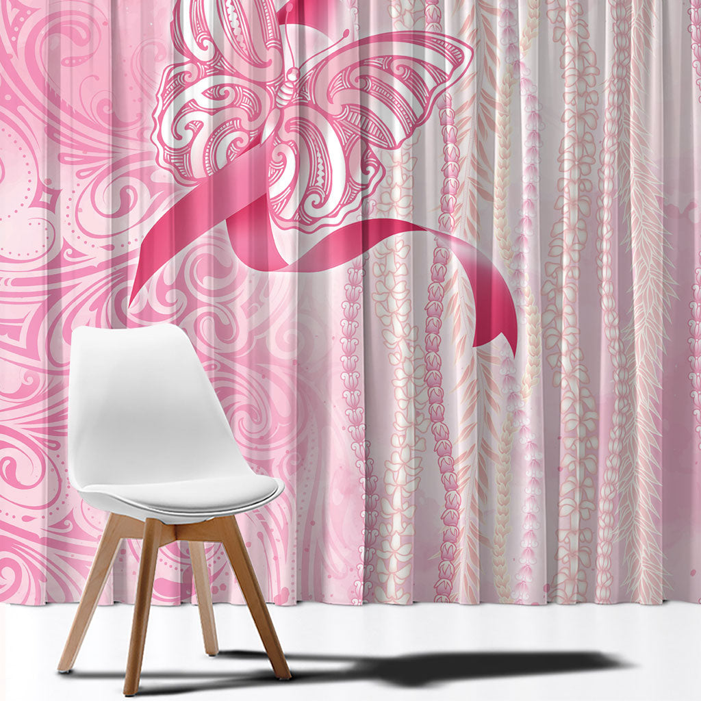 Hawaii Breast Cancer Support Window Curtain Maile Pikake Lokelani Crown Flower Lei Inspired