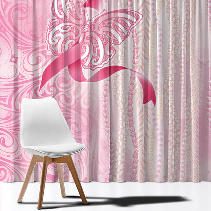 Hawaii Breast Cancer Support Window Curtain Maile Pikake Lokelani Crown Flower Lei Inspired