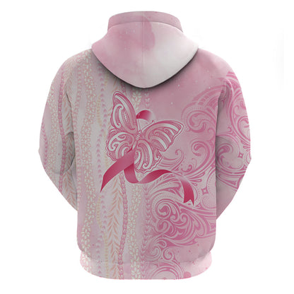 Hawaii Breast Cancer Support Zip Hoodie Maile Pikake Lokelani Crown Flower Lei Inspired