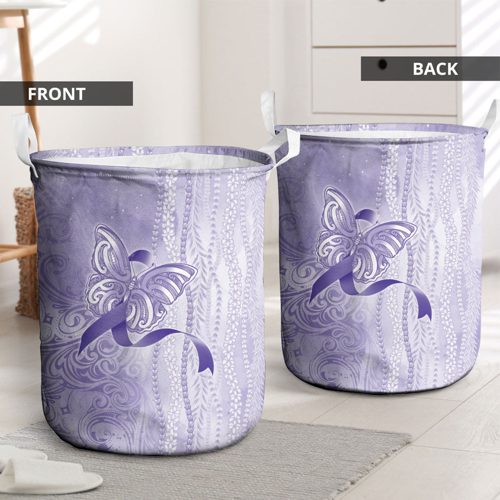Hawaii Epilepsy Support Purple Ribbon Strength Laundry Basket Maile Pikake Lokelani Crown Flower Lei Inspired