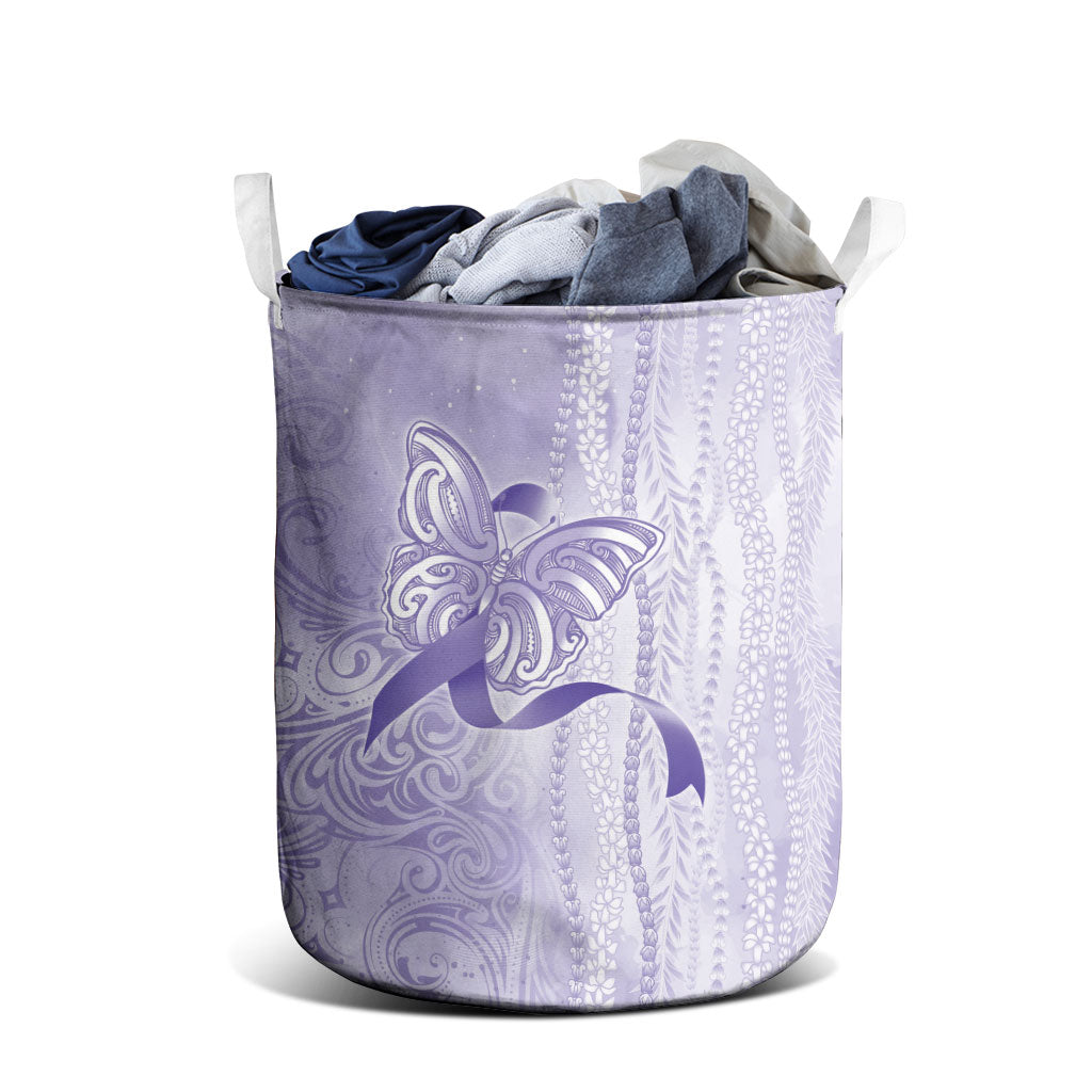 Hawaii Epilepsy Support Purple Ribbon Strength Laundry Basket Maile Pikake Lokelani Crown Flower Lei Inspired