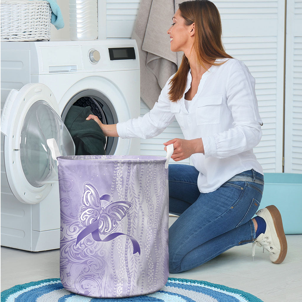 Hawaii Epilepsy Support Purple Ribbon Strength Laundry Basket Maile Pikake Lokelani Crown Flower Lei Inspired