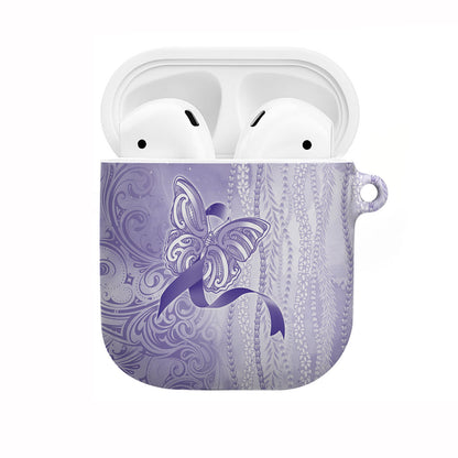 Hawaii Epilepsy Support Purple Ribbon Strength AirPods Case Maile Pikake Lokelani Crown Flower Lei Inspired
