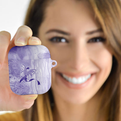 Hawaii Epilepsy Support Purple Ribbon Strength AirPods Case Maile Pikake Lokelani Crown Flower Lei Inspired
