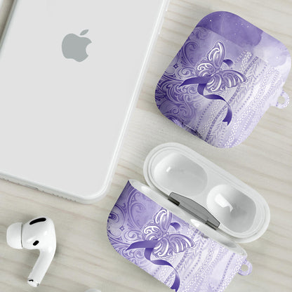 Hawaii Epilepsy Support Purple Ribbon Strength AirPods Case Maile Pikake Lokelani Crown Flower Lei Inspired