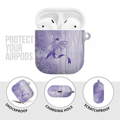 Hawaii Epilepsy Support Purple Ribbon Strength AirPods Case Maile Pikake Lokelani Crown Flower Lei Inspired